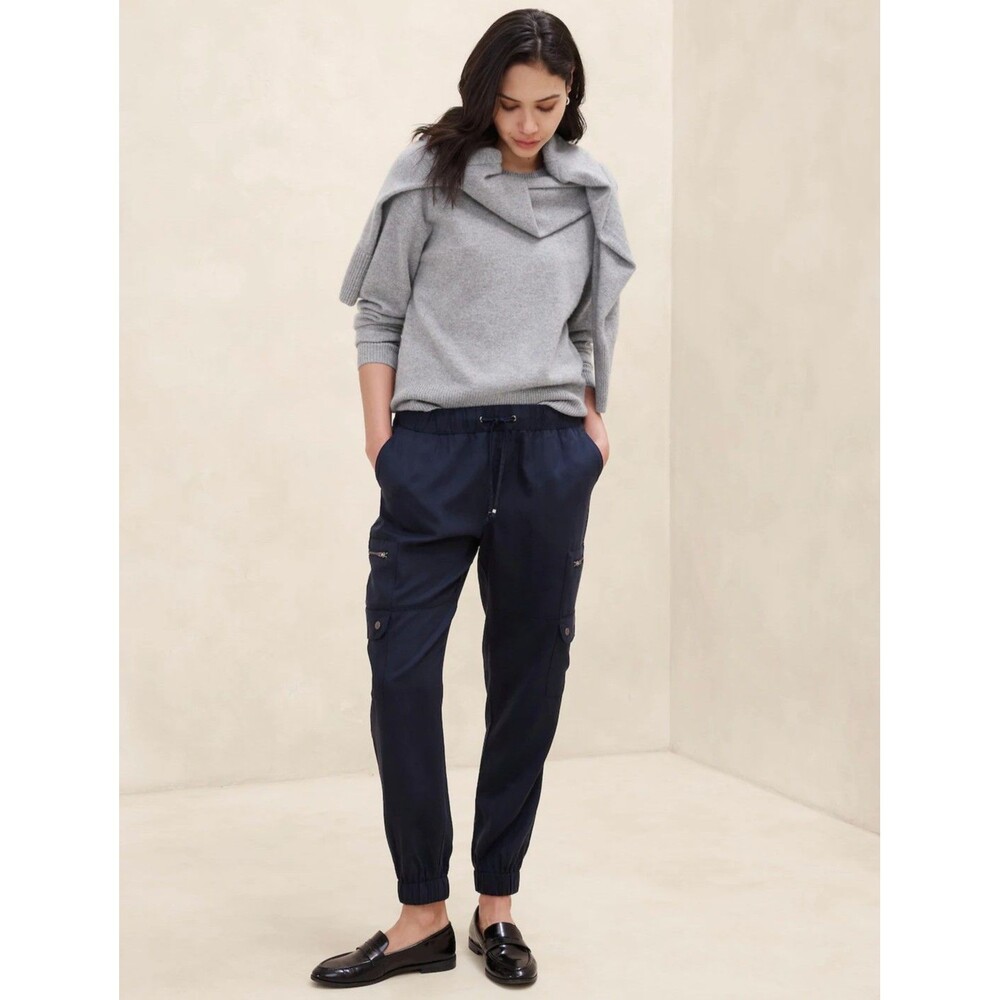 Banana Republic Pants Womens XXL Navy Blue Drawstring Tencel Cargo Soft Joggers
